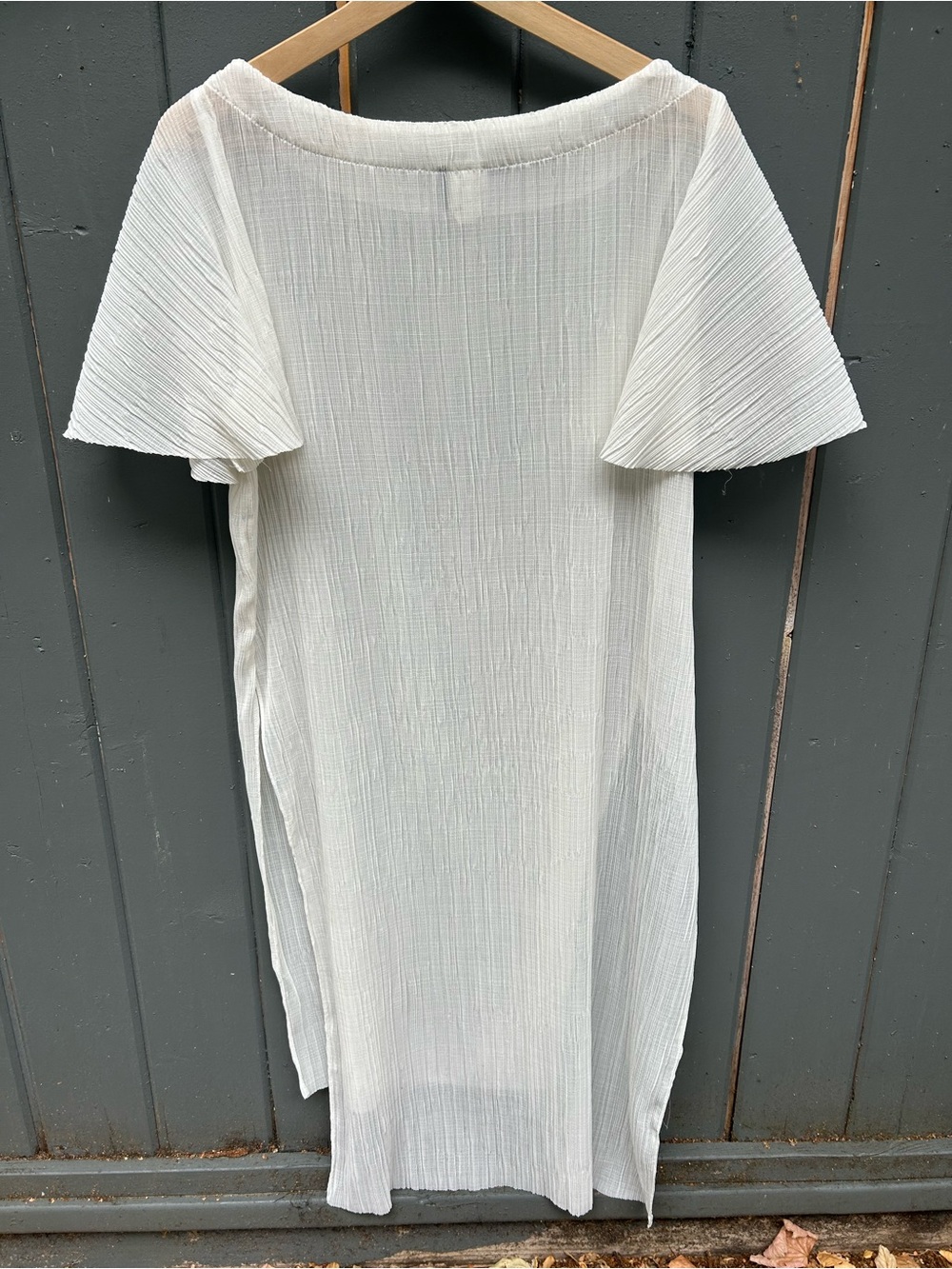 Anthropologie Akemi + Kin Sheer Pleated White Long Side Slit Tunic - XS - Picture 8 of 8